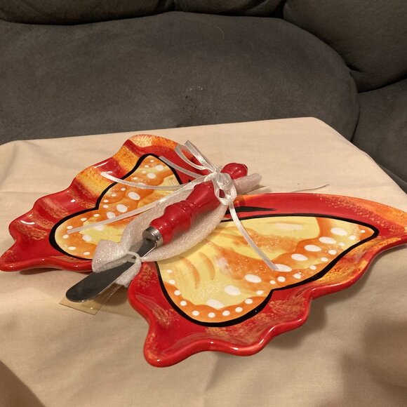 Grasslands Road-Butterfly Cheese Serving Tray W/Spreader/Knife-10" W-BRAND NEW - Picture 6 of 9